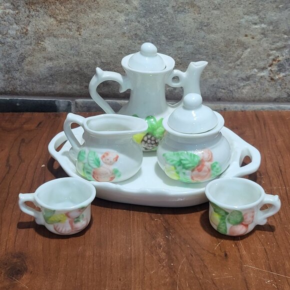Vintage Miniature Porcelain Fruit Tea Set - Picture 3 of 14